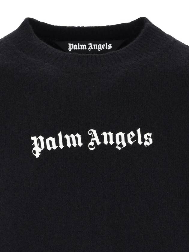 Embroidered Logo Knit Top Black - PALM ANGELS - BALAAN 5