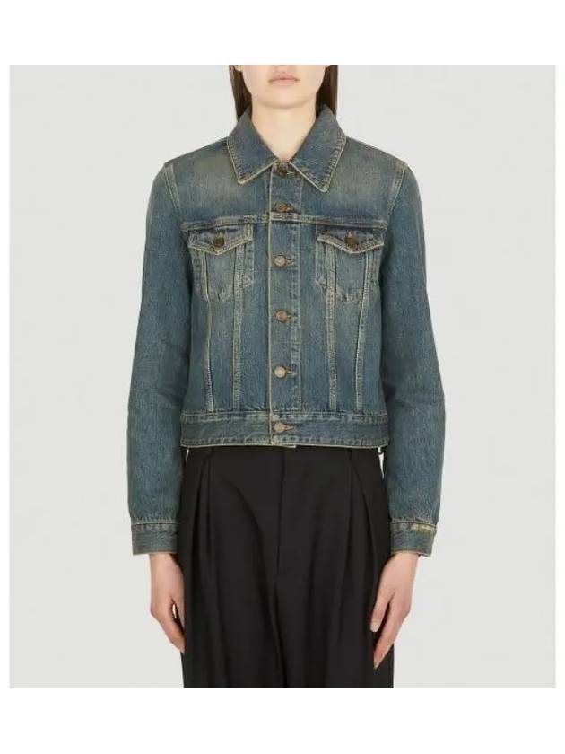 Vintage Washed Crop Denim Jacket Blue - SAINT LAURENT - BALAAN 3