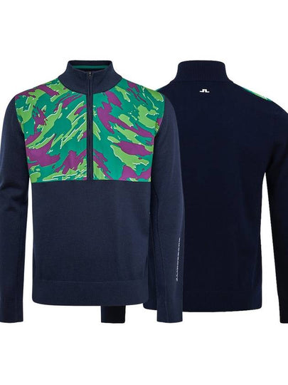 Hybrid Half Zip Knit Top Green Navy - J.LINDEBERG - BALAAN 2