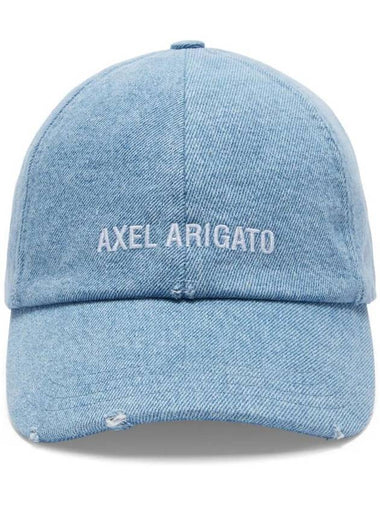 Hat X2240002 LIGHT BLUE WASH Block Distressed Cap - AXEL ARIGATO - BALAAN 1