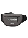 Olympia Horseferry Print Canvas Small Belt Bag Black Gray - BURBERRY - BALAAN 2