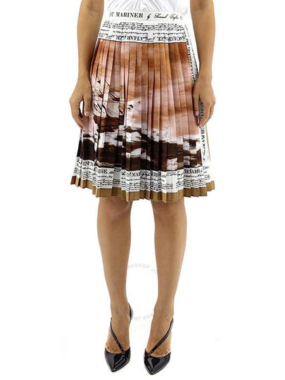 Women's MARINE SERRE Pleated Skirt Brown White - BURBERRY - BALAAN 2