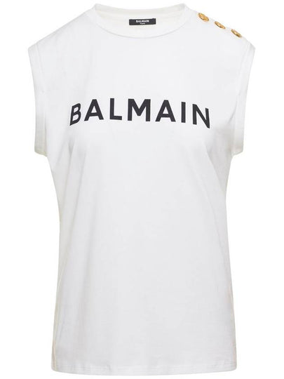 logo print sleeveless white - BALMAIN - BALAAN 2