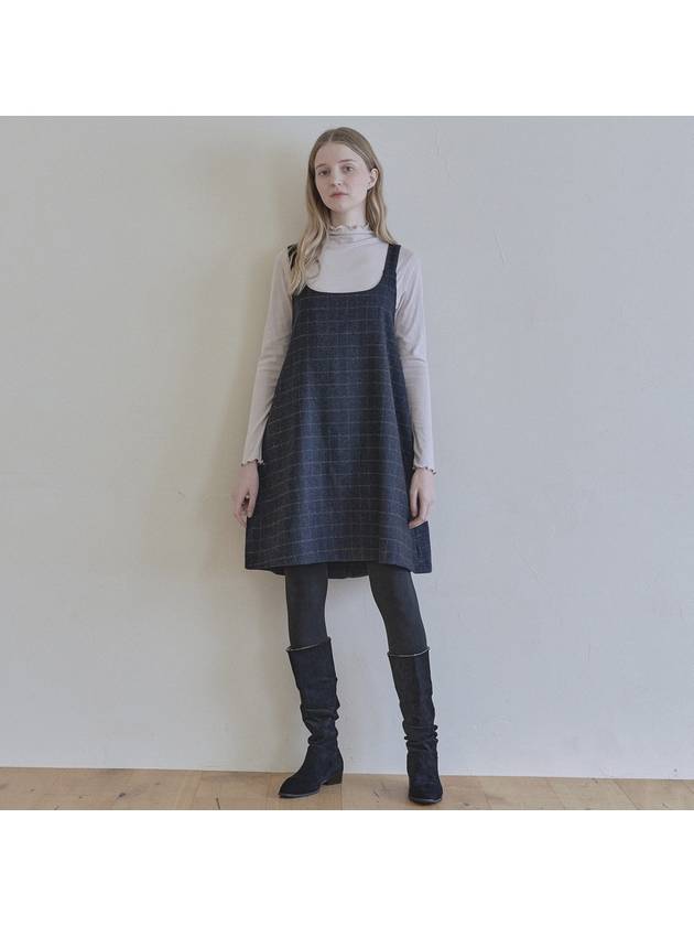 Wool Check Sleeve Minidress NAVY - AVANT-G - BALAAN 6