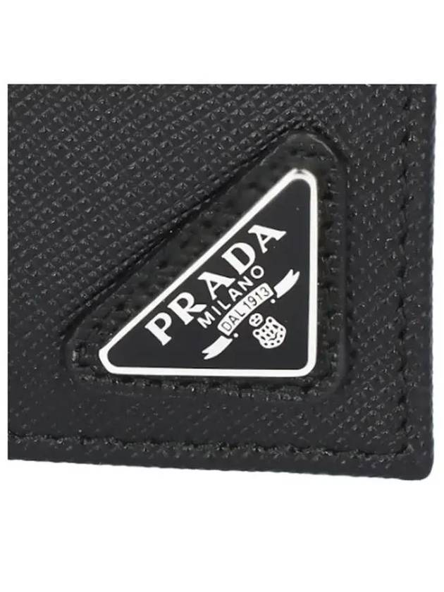 Triangle Logo Saffiano Half Wallet Black - PRADA - BALAAN 3