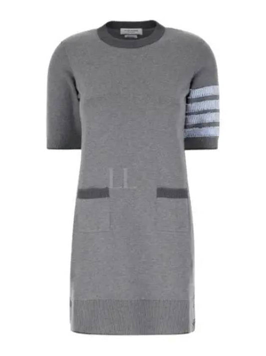 4 Bar Stripe Knit Midi Dress Grey - THOM BROWNE - BALAAN 2