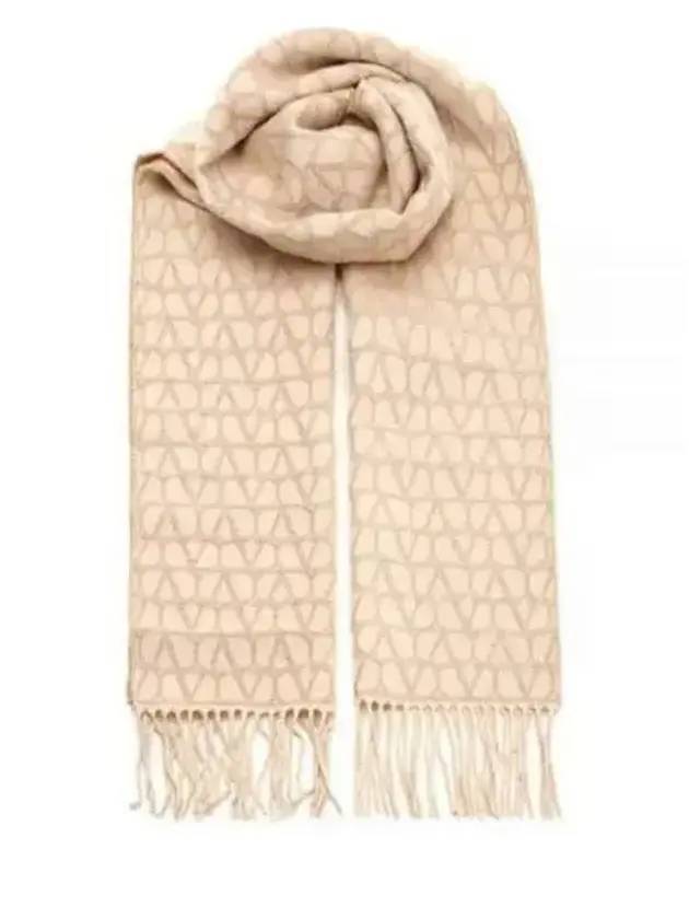 Toile Iconographeol Wool Muffler Beige - VALENTINO - BALAAN 1