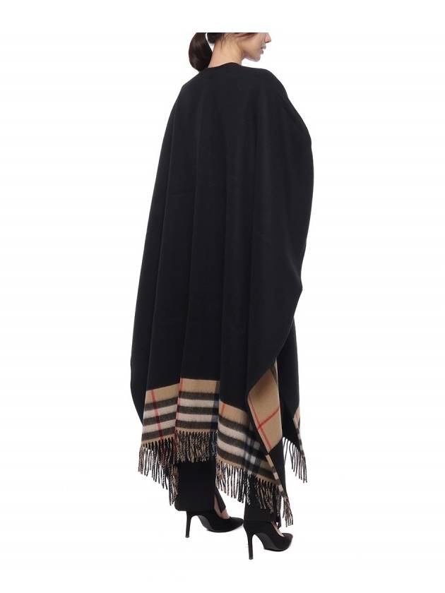 Women's Check Reversible Wool Cashmere Cape Black - BURBERRY - BALAAN 7