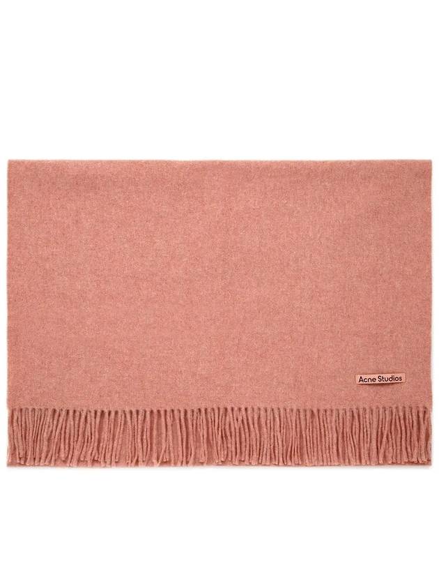 Logo Wool Fringe Scarf Rose Melange - ACNE STUDIOS - BALAAN 2