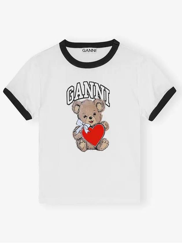 Basic Jersey Bear Print Short Sleeve T-Shirt White - GANNI - BALAAN 2