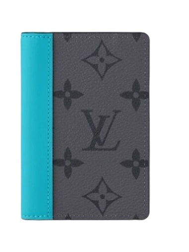 Monogram Pocket Organizer Card Wallet Grey Turquoise - LOUIS VUITTON - BALAAN 1