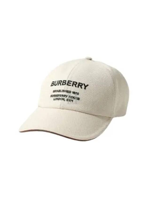 Horseferry Motif Cotton Canvas Ball Cap Ivory - BURBERRY - BALAAN 2