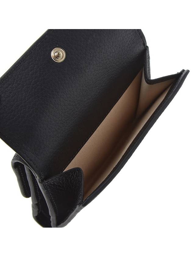 Alphabet Grain Leather Flap Small Half Wallet Black - CHLOE - BALAAN 8