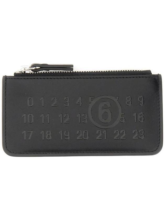 Numbers Logo Embossing Zip-Up Card Wallet Black - MAISON MARGIELA - BALAAN 1