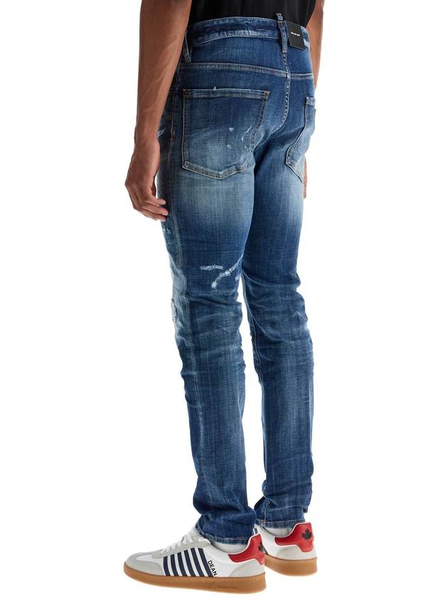 navy blue jeans in cotton vintage effect - DSQUARED2 - BALAAN 3