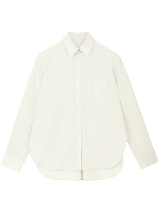 Helena Summer Linen Cotton Basic Oversized Fit Collar Long Sleeve Single Piece Shirt Ivory HELENA13IV - RAMUSTUDIO - BALAAN 1