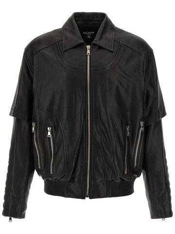 Balmain Layered Leather Jacket - BALMAIN - BALAAN 1