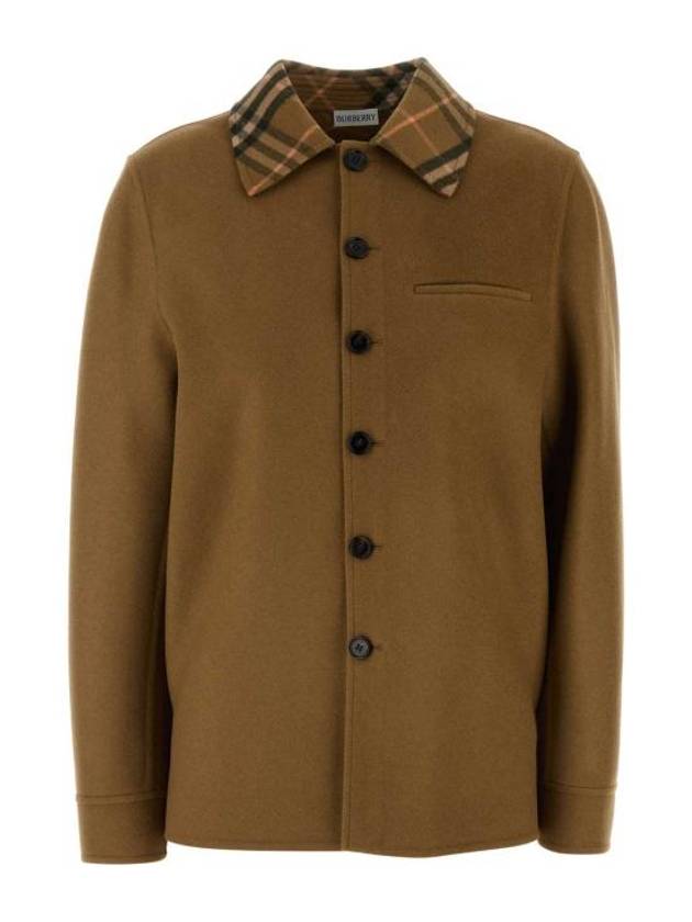 Check Collar Wool Overshirt Jacket Shrew - BURBERRY - BALAAN 1