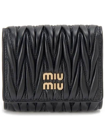 Matelasse Logo Nappa Leather Half Wallet Black - MIU MIU - BALAAN 2