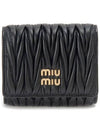 Matelasse Logo Nappa Leather Half Wallet Black - MIU MIU - BALAAN 3