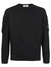 Garment Dyed Double Pocket Brushed Cotton Fleece Sweatshirt Black - STONE ISLAND - BALAAN 2