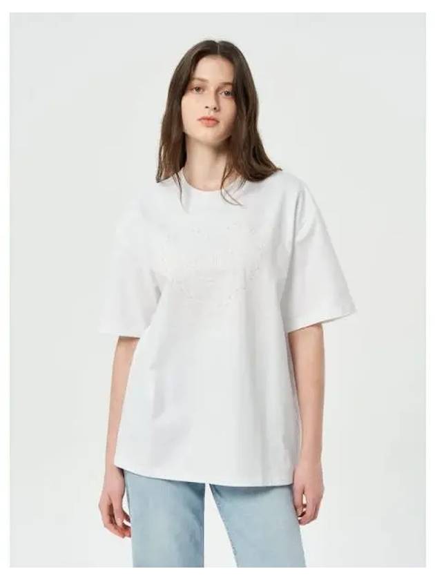 Heavy cotton drop shoulder heart t shirt bright white domestic product GM0024080272765 - GANNI - BALAAN 1