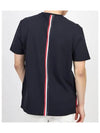 Men's Center Back Striped Short Sleeve T-Shirt Navy - THOM BROWNE - BALAAN 4