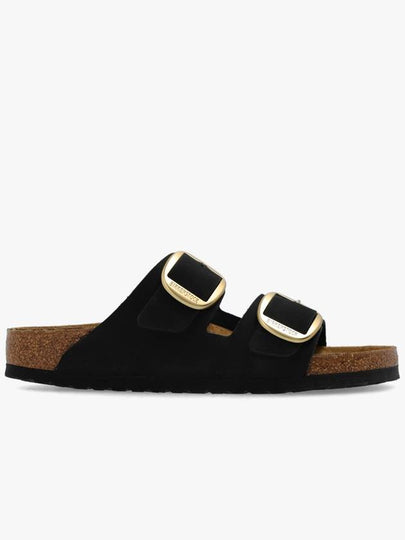 Arizona Big Buckle Nubuck Leather Slippers Black - BIRKENSTOCK - BALAAN 2