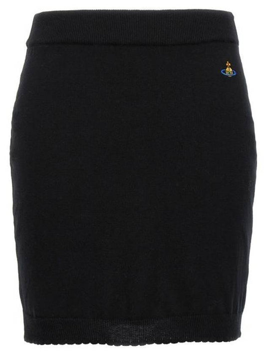 Bea Logo Knit Mini H-Line Skirt Black - VIVIENNE WESTWOOD - BALAAN 1