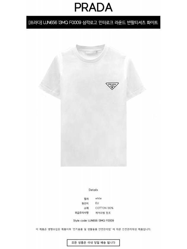 Triangle Logo Cotton Short Sleeve T-Shirt White - PRADA - BALAAN 3