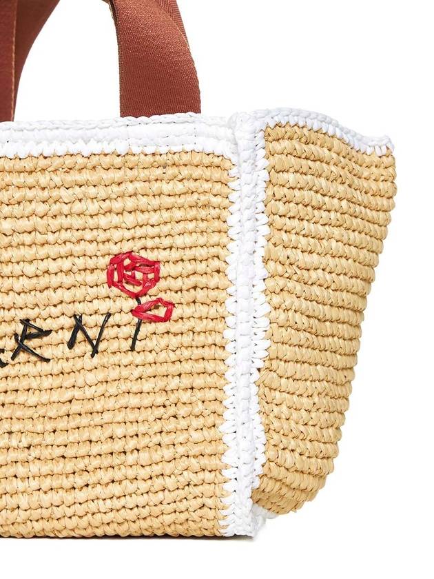 Marni Natural And White Raffia Tote Bag - MARNI - BALAAN 1