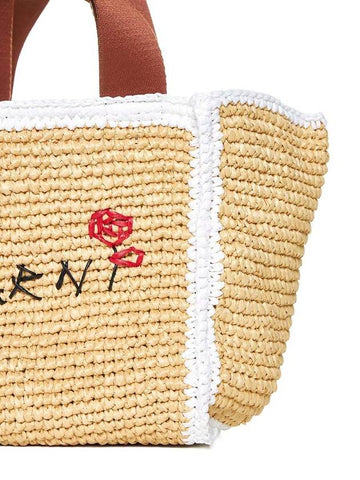 Marni Natural And White Raffia Tote Bag - MARNI - BALAAN 1