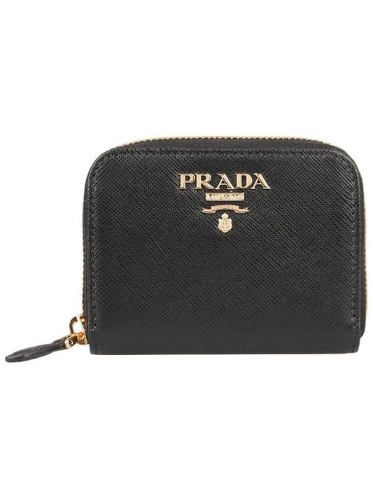 Metal Logo Saffiano Coin Card Wallet Black - PRADA - BALAAN 2