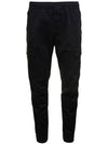 Garment Dyed Cotton Wool Satin Cargo Track Pants Black - STONE ISLAND - BALAAN 2