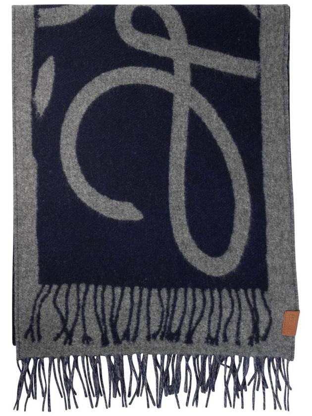 Wool Cashmere Scarf Blue Grey - LOEWE - BALAAN 1