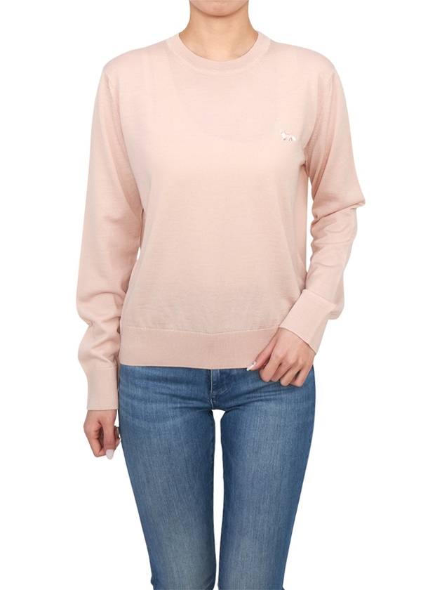 Women's Baby Fox Patch Regular Knit Top Pink - MAISON KITSUNE - BALAAN 5