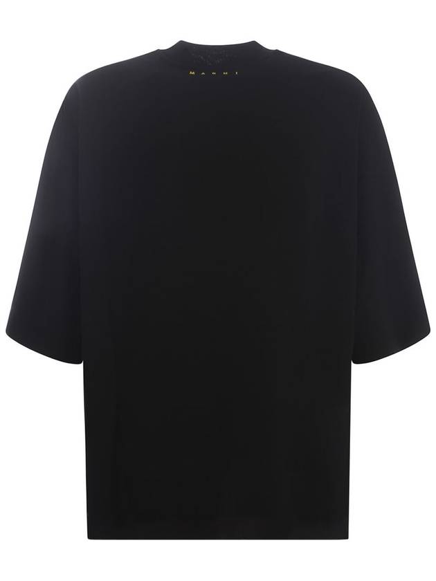 Slogan Print Short Sleeve T-Shirt Black - MARNI - BALAAN 4