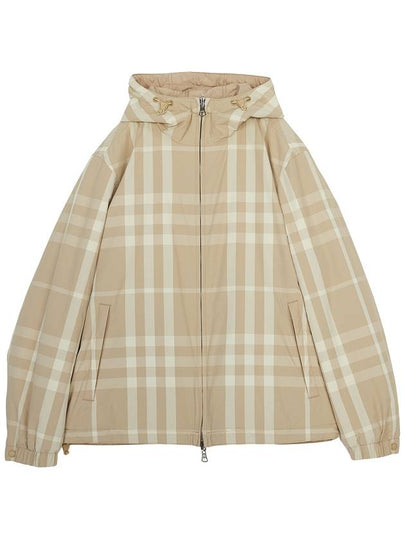 Check Nylon Reversible Hooded Jacket Soft Fawn - BURBERRY - BALAAN 2