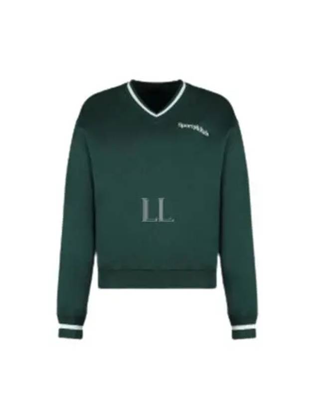 Serif Embroidered Logo V-Neck Sweatshirt Dark Green - SPORTY & RICH - BALAAN 2