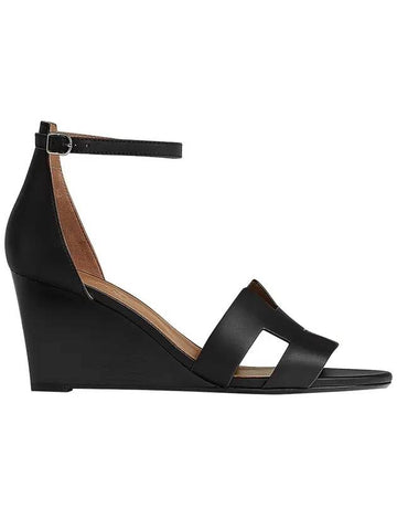 Legend Calfskin Wedge Heels Noir - HERMES - BALAAN 1