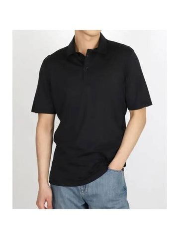 Men's Short Sleeve Polo Shirt Black - BRUNELLO CUCINELLI - BALAAN 1