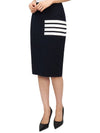 Women's Fine Merino Wool 4 Bar Stitch Pencil Skirt Navy - THOM BROWNE - BALAAN 5