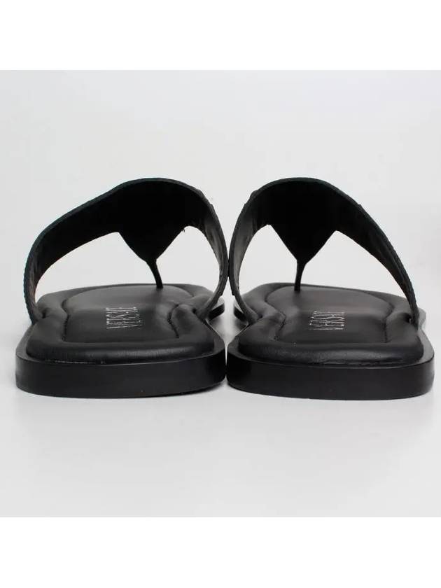 La Medusa Leather Flip Flops Black - VERSACE - BALAAN 5