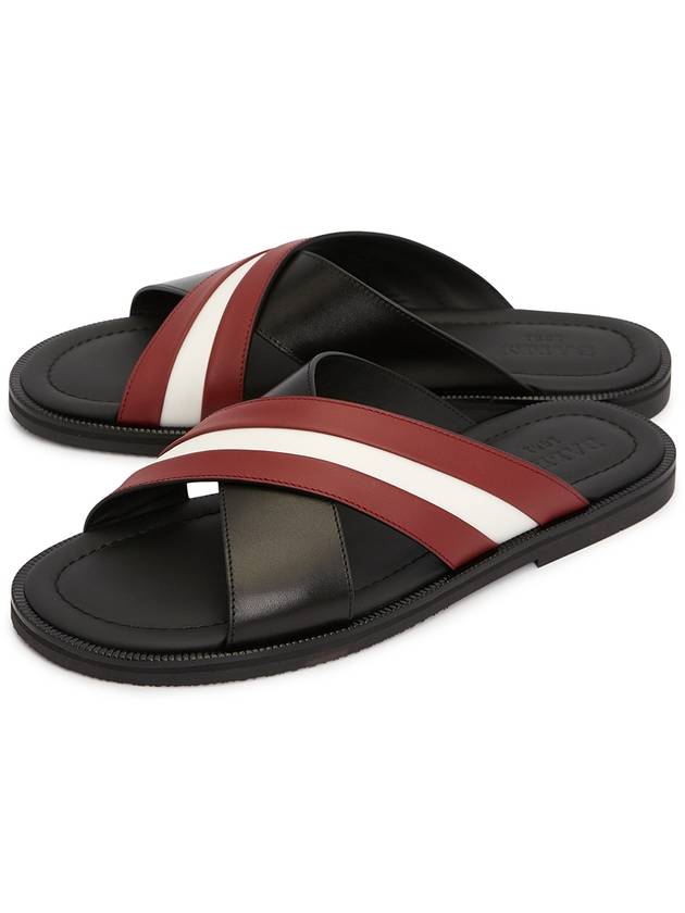 Jabil Striped Slippers 602667 24044 F008 Black - BALLY - BALAAN.