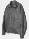 2Way High Neck Leather Jacket Grey - EXCONTAINER - BALAAN 1