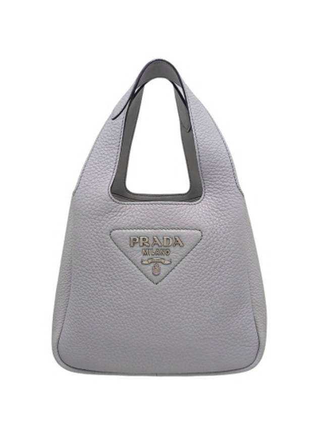 1BA349 Vitello Dino triangle logo top handle tote bag - PRADA - BALAAN 1