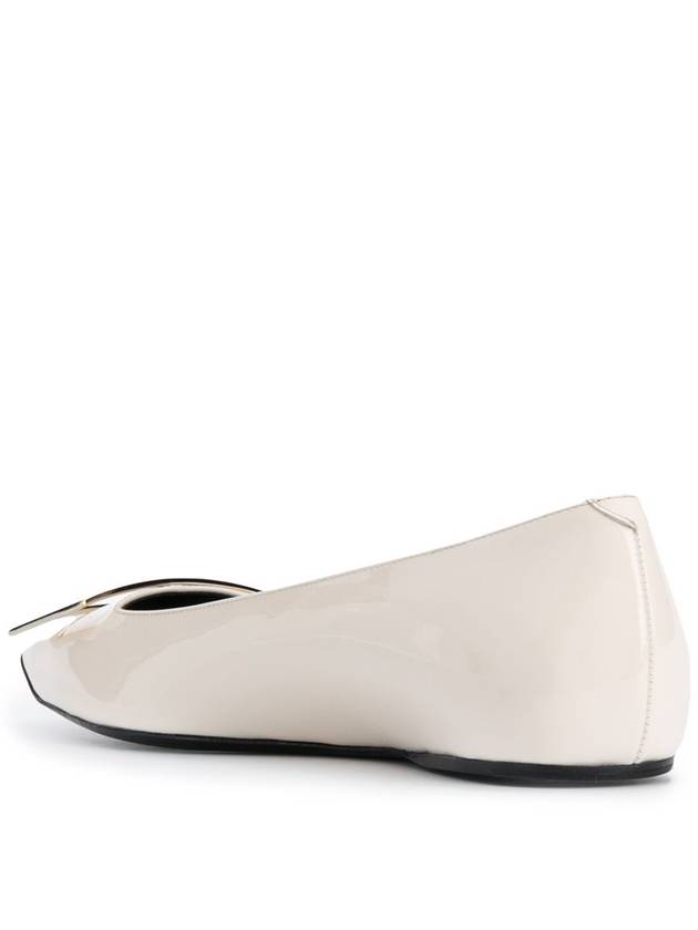 Trompette Metal Buckle Ballerina White - ROGER VIVIER - BALAAN 4