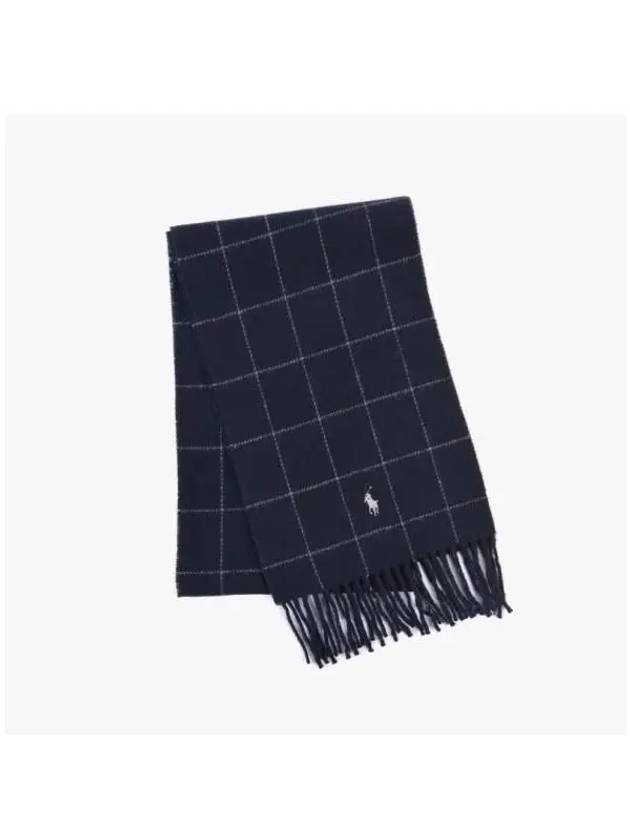 PC0743 433 Pony Windowpane Plaid Check Reversible Fringe Muffler - POLO RALPH LAUREN - BALAAN 3