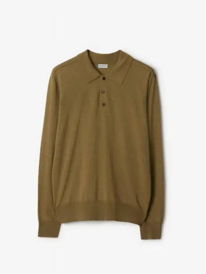 Wool Long Sleeve Polo Knit Top Brown - BURBERRY - BALAAN 2