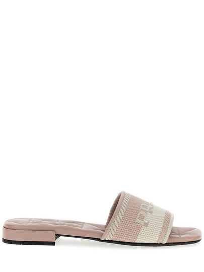 Embroidered Logo Fabric Slippers Pink - PRADA - BALAAN 2